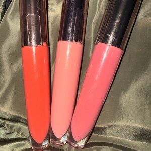 Vibrant Lip Gloss Trio - Bold Orange, Soft Pink, Classic Pink